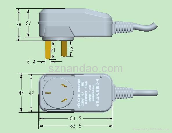 3 pin 10A leakage protection plug 2