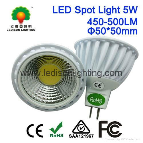 CE SAA UL Listed 12V COB LED Spot Lights 5W 450-500LM