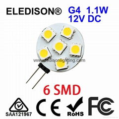 12V 24V AC DC LED G4 Light Bulb 1.1W Diameter 25mm