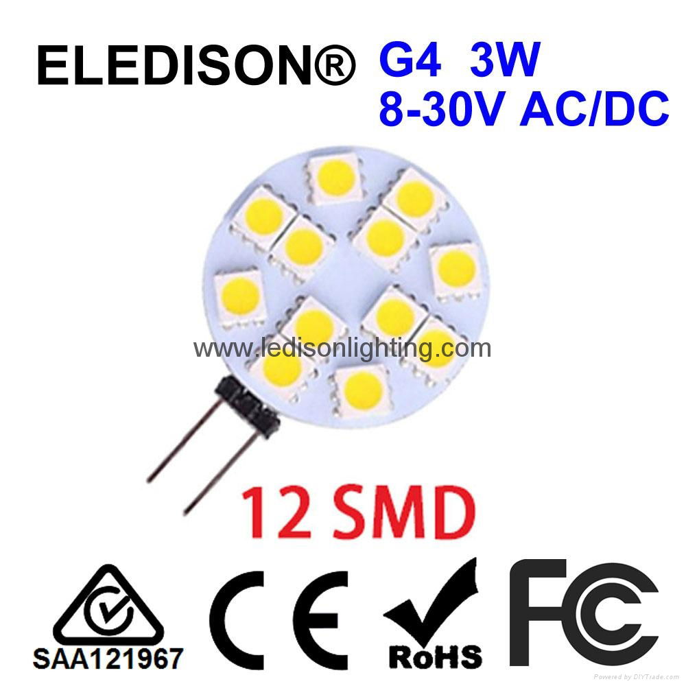 12V AC 24V DC G4 LED Light Bulb 2W Diameter 30mm