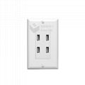 2020 New Product UL Listed US 4 USB Wall