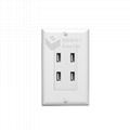2020 New Product UL Listed US 4 USB Wall Outlet 15 Amp