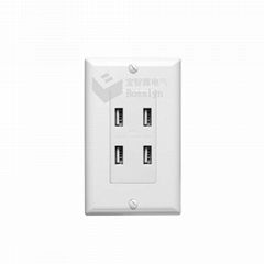 2020 New Product UL Listed US 4 USB Wall Outlet 15 Amp