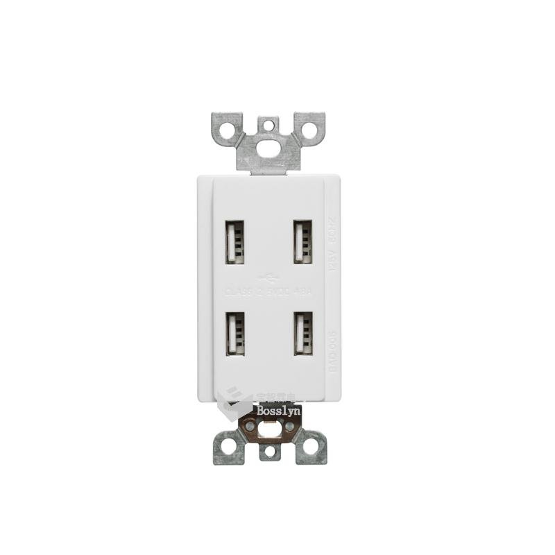 2020 New Product UL Listed US 4 USB Wall Outlet 15 Amp 2
