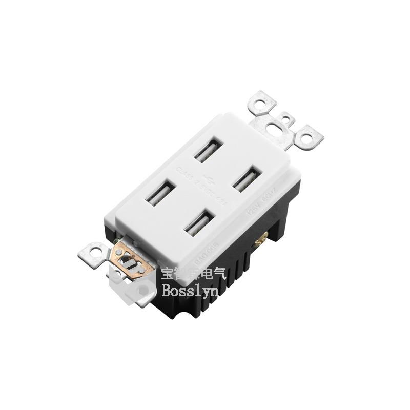 2020 New Product UL Listed US 4 USB Wall Outlet 15 Amp 3