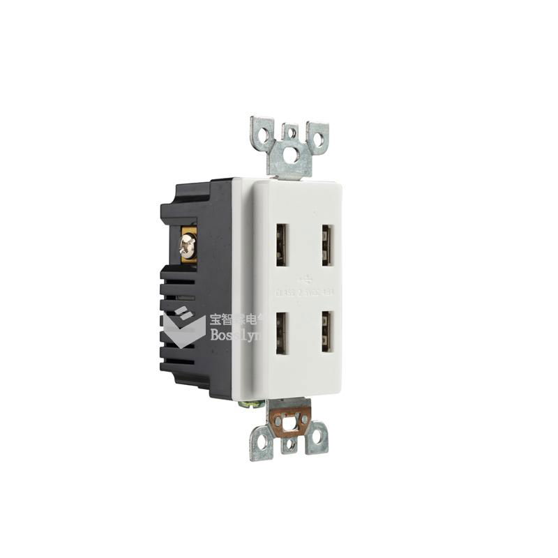 2020 New Product UL Listed US 4 USB Wall Outlet 15 Amp 4