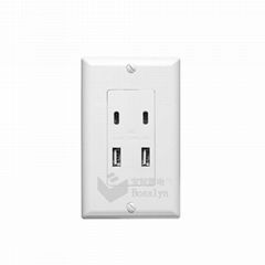 UL Listed American Receptacle 2usb charging ports and 2 type C usb receptacle