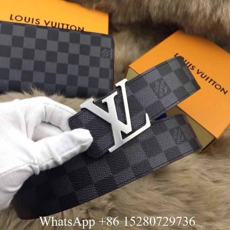 Louis Vuitton Black Damier Graphite Initiales Belts LV Monogram Gold Buckle belt - LV belts ...