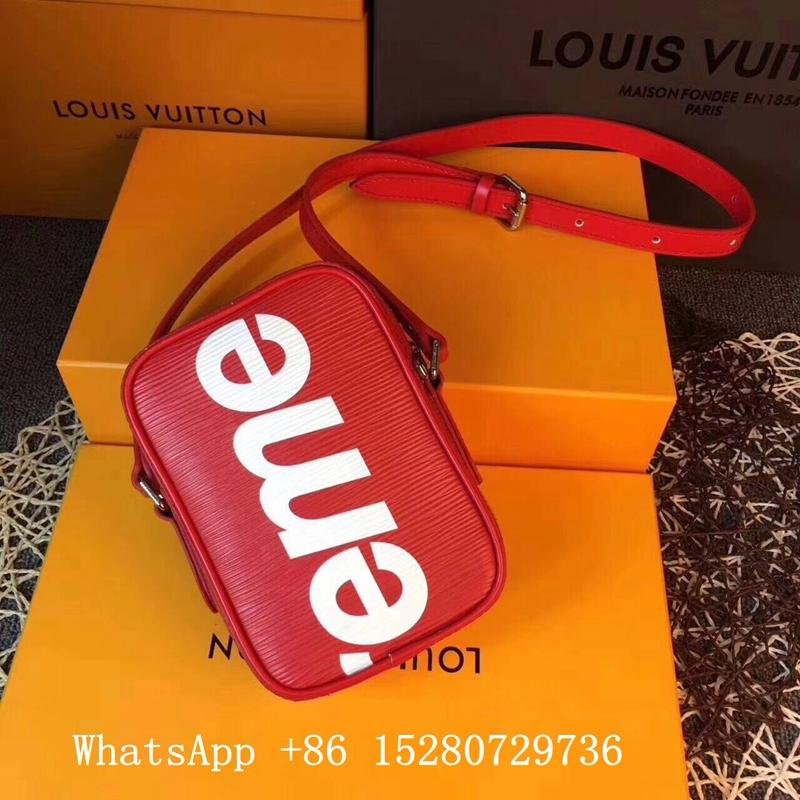 1:1 Louis Vuitton X Supreme Slender wallet Red Men&#39;s Leather wallet Zipper - Supreme Wallet ...