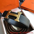        Gold &Palladium Plated H Buckle belt Men        Ostrich leather belt  1