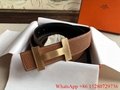        Gold &Palladium Plated H Buckle belt Men        Ostrich leather belt  2