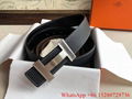        Gold &Palladium Plated H Buckle belt Men        Ostrich leather belt  11