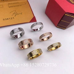 Wholesale Cartier Ring love wedding band Cartier Rose gold ring full diamond 