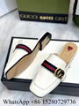 Women Gucci Princetown slippers backless loafers white leather slipper discount