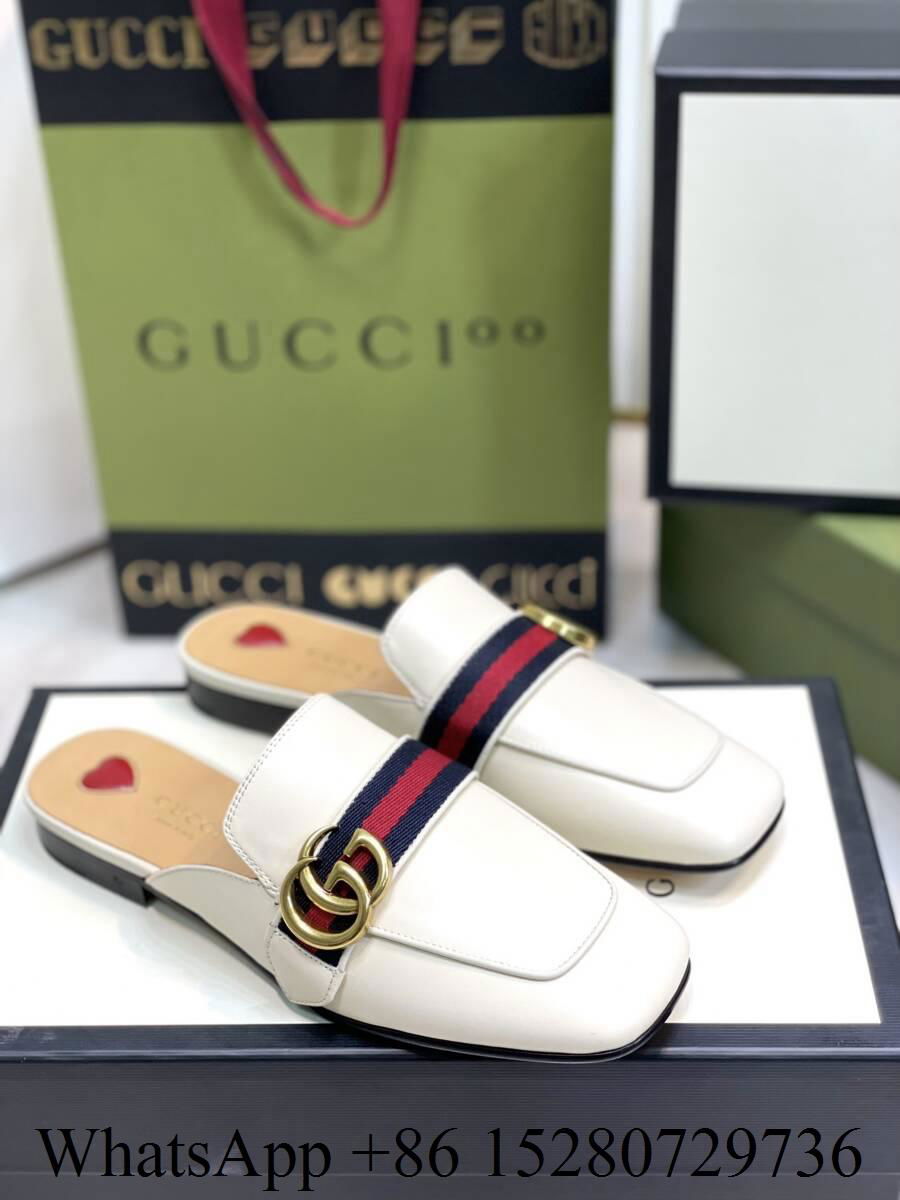 Women       Princetown slippers backless loafers white leather slipper discount
