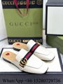 Women Gucci Princetown slippers backless loafers white leather slipper discount