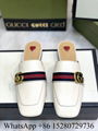 Women Gucci Princetown slippers backless loafers white leather slipper discount