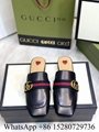 Women Gucci Princetown slippers backless loafers white leather slipper discount