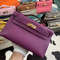 Hermes Kelly Pochette bag，Kelly clutch hermes birkin leather bag， mini kelly