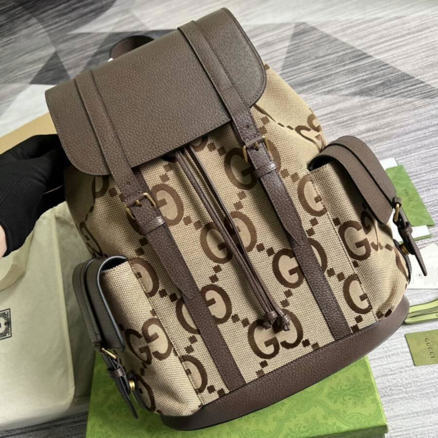 Sell       Jumbo GG Canvas Backpack in Beige brown GG wool backpack high qulaity 3
