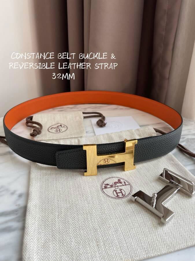 Shop        Belt H Belt Buckle reversible leather strap designer belts black 