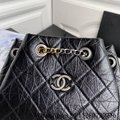 Shop Chanel gabrielle small backpack bag Chanel aged calfskin leather bag black 
