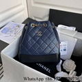 Shop Chanel gabrielle small backpack bag Chanel aged calfskin leather bag black 