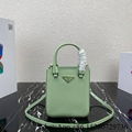 Shop       small brushed leather tote bag       shoulder bag 1BA331 light green  1