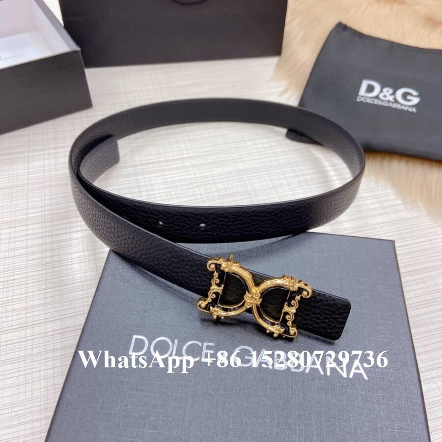 Hot sale luxury leather belt DG Baroque logo belt calfskin belt women DG belt    3