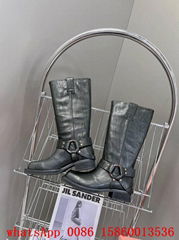 Acne Studios boots,Balius buckled crinkled leather knee high boots,discount boot