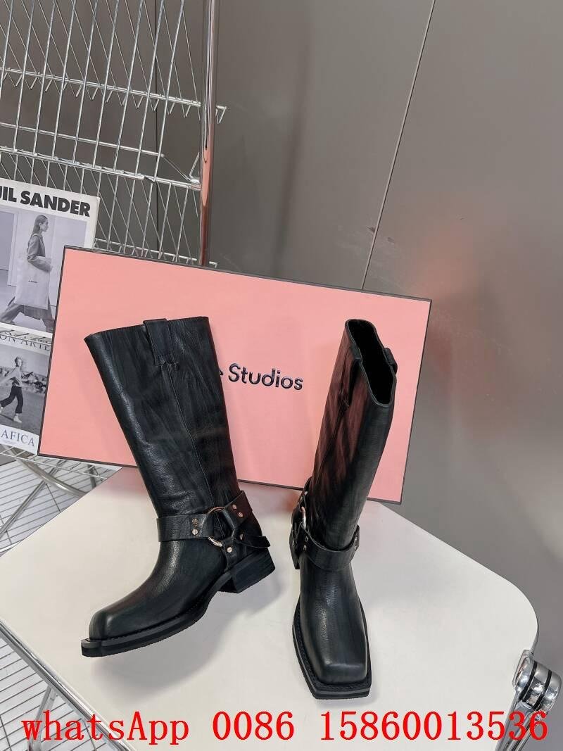 Acne Studios boots,Balius buckled crinkled leather knee high boots,discount boot 2