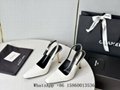 Women's Lee Stiletto Slingback Pumps,Saint Laurent Lee Patent leather shoe,white 2