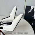 Women's Lee Stiletto Slingback Pumps,Saint Laurent Lee Patent leather shoe,white