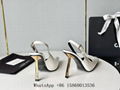 Women's Lee Stiletto Slingback Pumps,Saint Laurent Lee Patent leather shoe,white