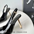 Women's Lee Stiletto Slingback Pumps,Saint Laurent Lee Patent leather shoe,white 10