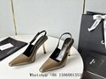 Women's Lee Stiletto Slingback Pumps,Saint Laurent Lee Patent leather shoe,white 16