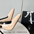 Women's Lee Stiletto Slingback Pumps,Saint Laurent Lee Patent leather shoe,white