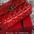           Garavani Rockstud Spike Calfskin shoulder bag,Red crossbody bag,gifts 3