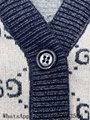       GG Wool jacquard cardigan,wool cardigan,      knit cardigan,grey navy,XL 6