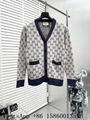       GG Wool jacquard cardigan,wool cardigan,      knit cardigan,grey navy,XL