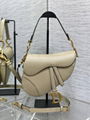      CD saddle bag with strap,Caramel Beige Grained calfskin bag,saddle mini bag 15