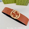 Wide leather belt with double buckle