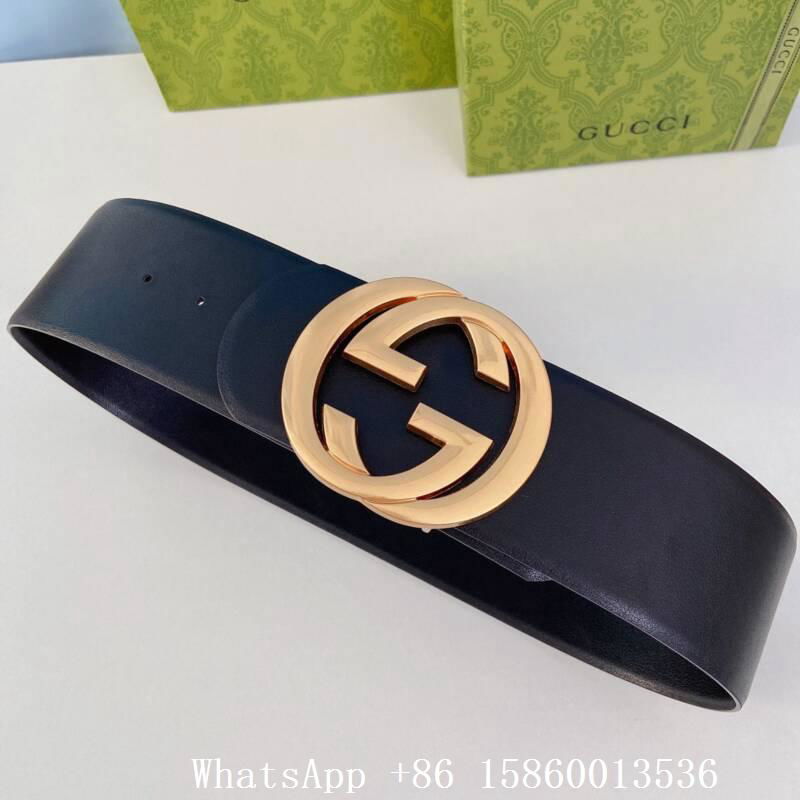       Wide leather belt with double buckle,women GG marmont leather belt,7.0cm  5