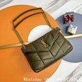     Loulou Puffer bag,    small puffer quilted lambskin bag,    loulou bag,green 15