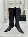 Chanel boots,Chanel knee high boots,Chanel black leather boots,high quality boot