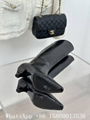 Chanel boots,Chanel knee high boots,Chanel black leather boots,high quality boot