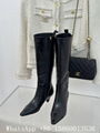 Chanel boots,Chanel knee high boots,Chanel black leather boots,high quality boot