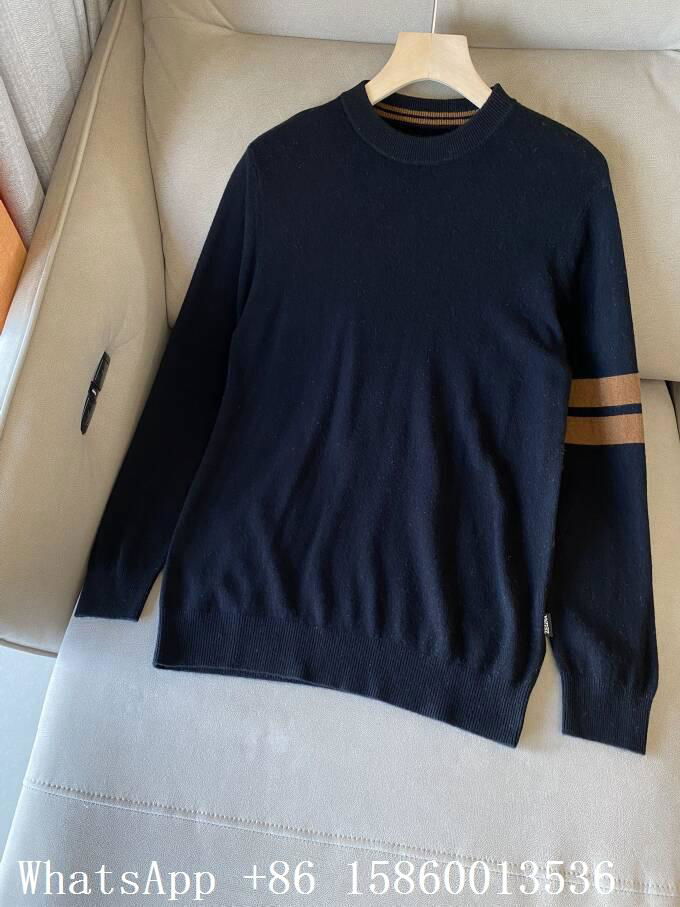 Zegna stripe-detailed crewneck jumper,Zegna wool sweater,Zegna sweatshirt, black