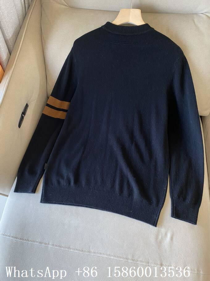 Zegna stripe-detailed crewneck jumper,Zegna wool sweater,Zegna sweatshirt, black 2