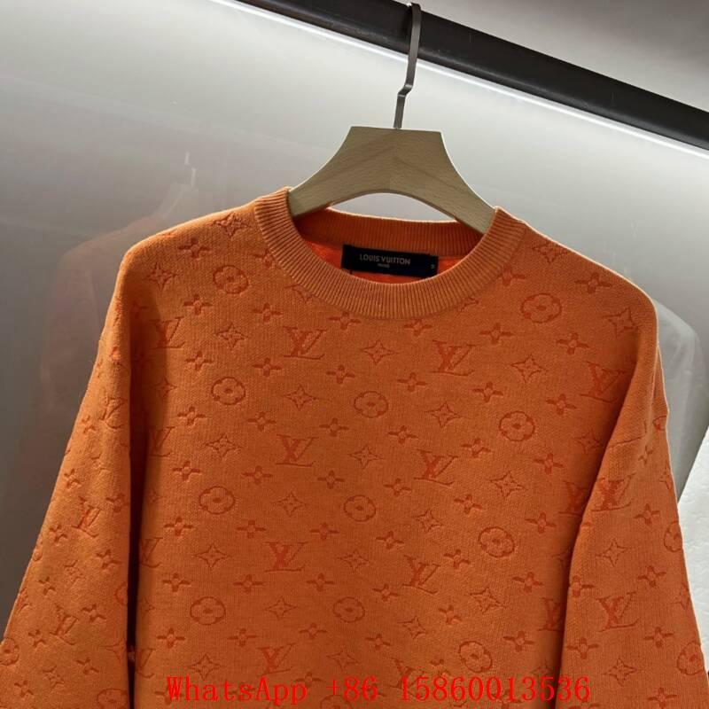     onogram crewneck sweater,Men's     weater orange,    acquard sweatshirts  3